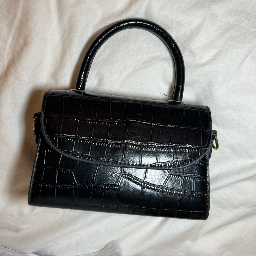 Mini Faux Croc Embossed Flap Bag